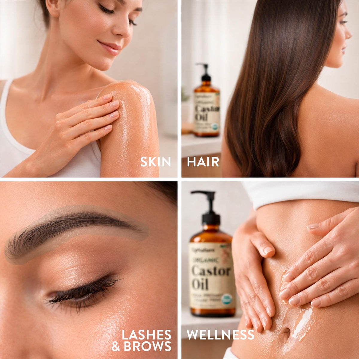 UpNature mascara wand applying oil to brows and lashes for precision