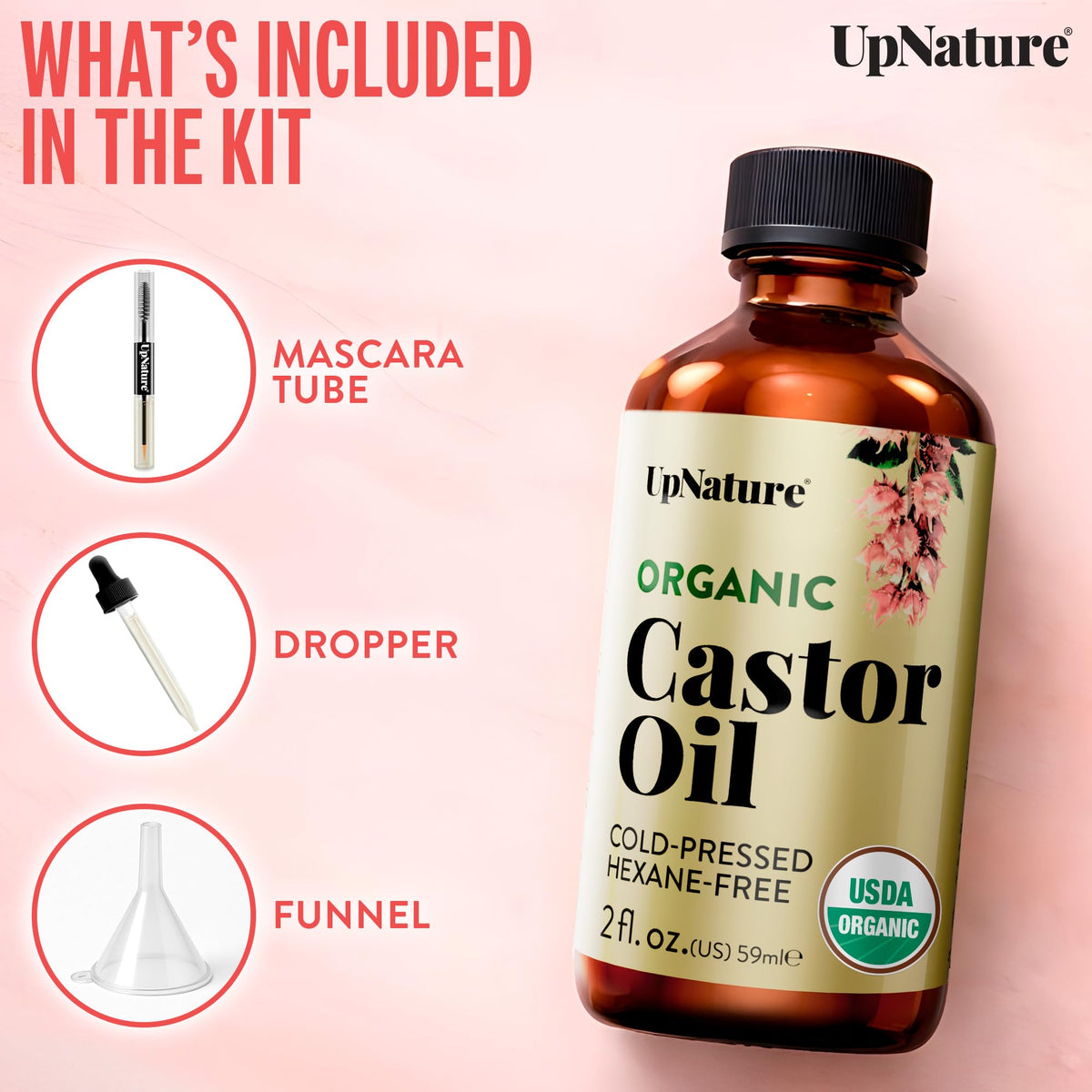 UpNature label detail emphasizing USDA organic and hexane-free quality