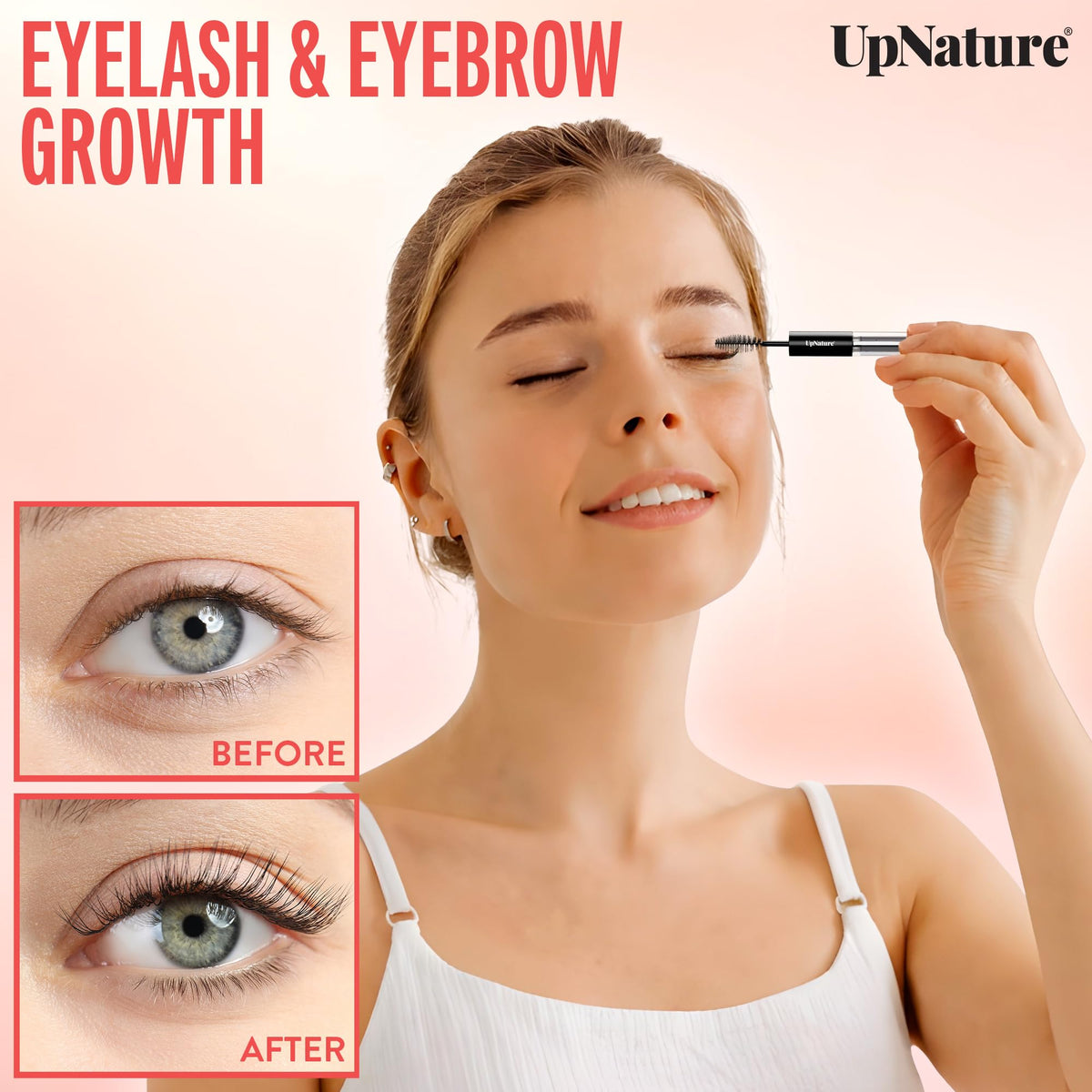 UpNature wand applying oil precisely to lashes for neat targeted application