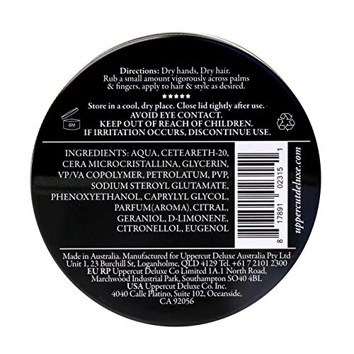 Uppercut Deluxe open tub close-up showing matte fiber paste texture and spreadability