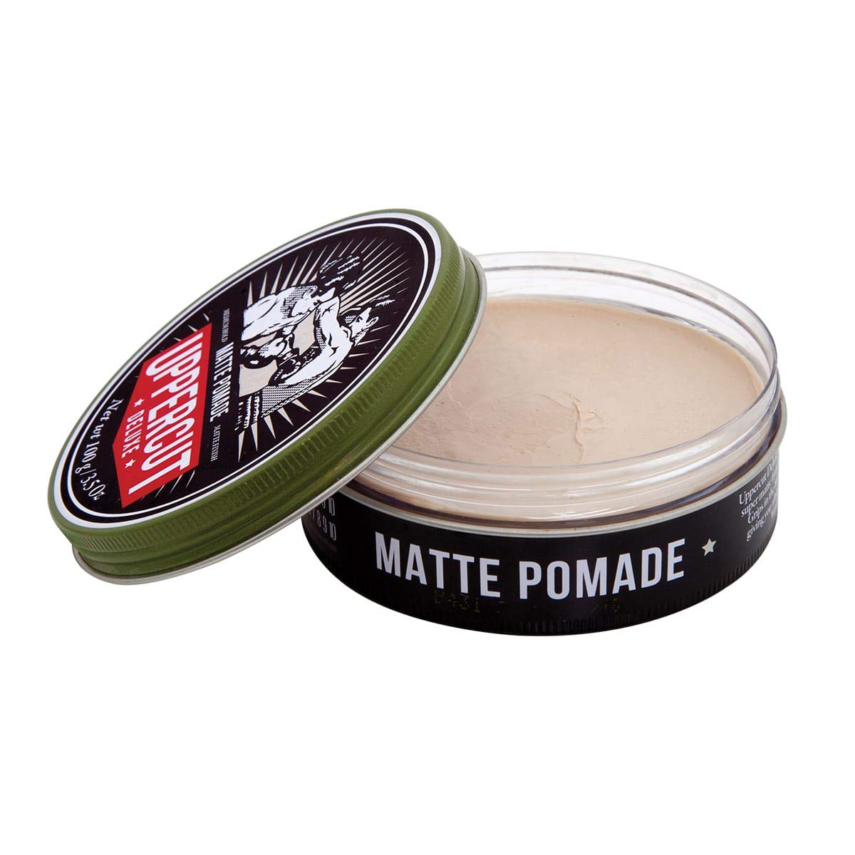 UPPERCUT DELUXE pomade in hand demonstrating lightweight feel and controllable hold