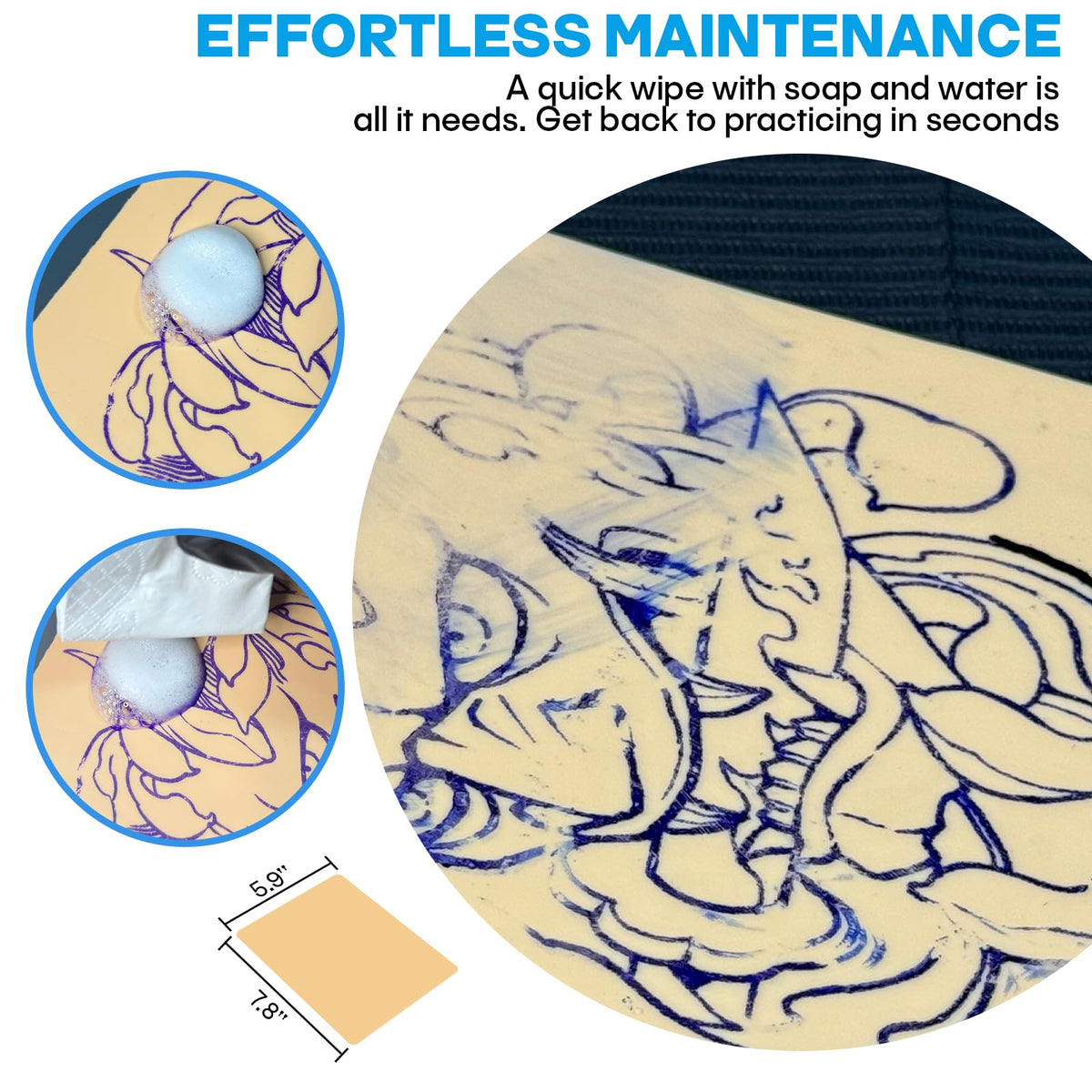 UPTATSUPPLY needle lines on skin showing precise outlining and shading practice benefits