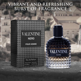 URBAN COLLECTION Valentine Nero staged on wood to emphasize woody base notes and natural depth