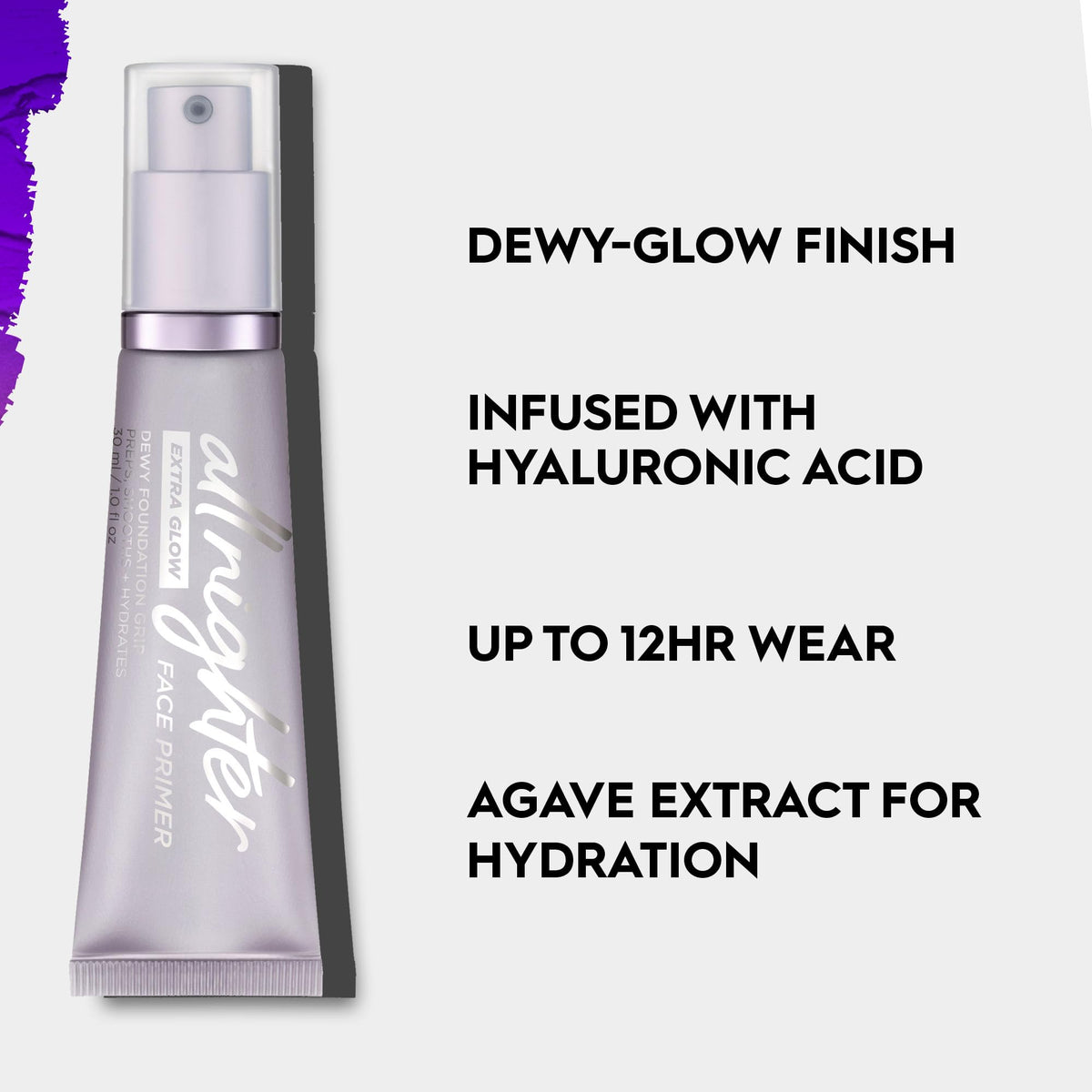 Urban Decay All Nighter Extra Glow gel texture closeup highlighting hydrating glow