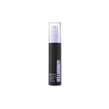 Urban Decay bottle front packaging showing compact travel spray and branding benefit