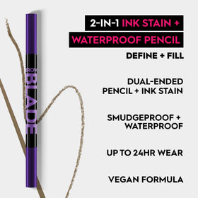 Urban Decay Brow Blade ink stroke on skin demonstrating waterproof hold