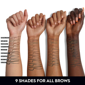 Urban Decay Brow Blade label and shade swatches highlighting color match