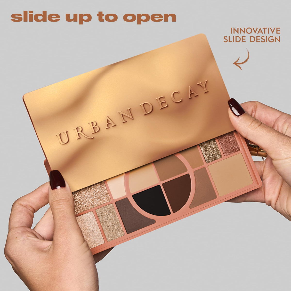 Urban Decay finished warm-tone face and eye look demonstrating versatility