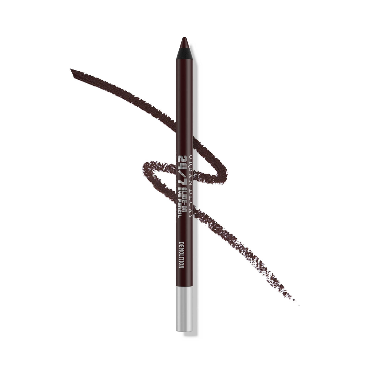 URBAN DECAY Demolition front view showing matte deep-brown pencil and cap for reliable application