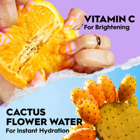 Urban Decay label ingredients view highlighting vitamin C and cactus flower water benefits