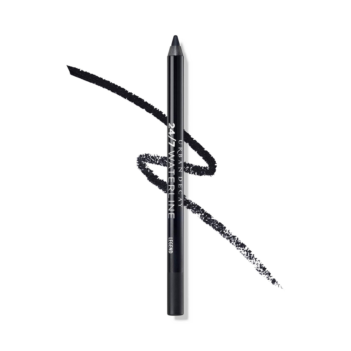 Urban Decay Legend pencil front view showing matte black tip and branding for precise definition