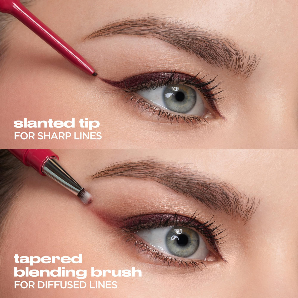 Urban Decay eyeliner applied to create a sharp wing demonstrating long-lasting definition