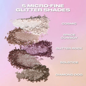Urban Decay model wearing Lilac Purple Sparkle displaying bold iridescent eye shine