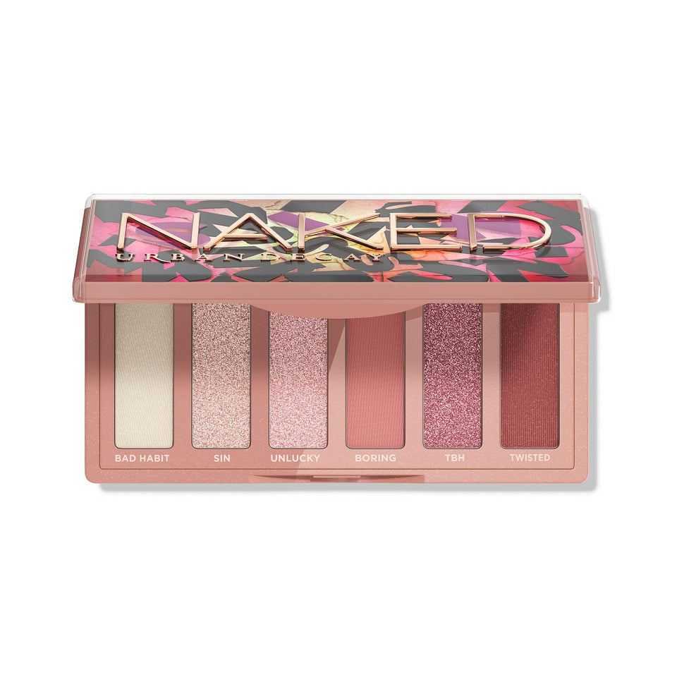 Urban Decay Naked Mini Sin open palette showing six blush neutrals and compact convenience