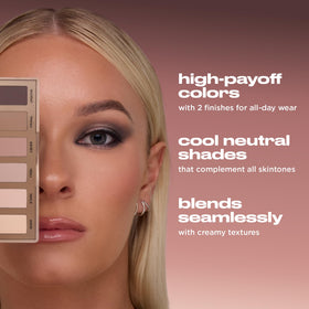 URBAN DECAY close-up of texture and edge of six matte Naked2 Basics shades for smooth blending