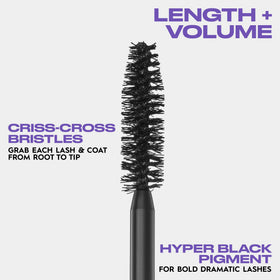 Urban Decay mascara applied on model's lashes showing lifted, fanned-out volume