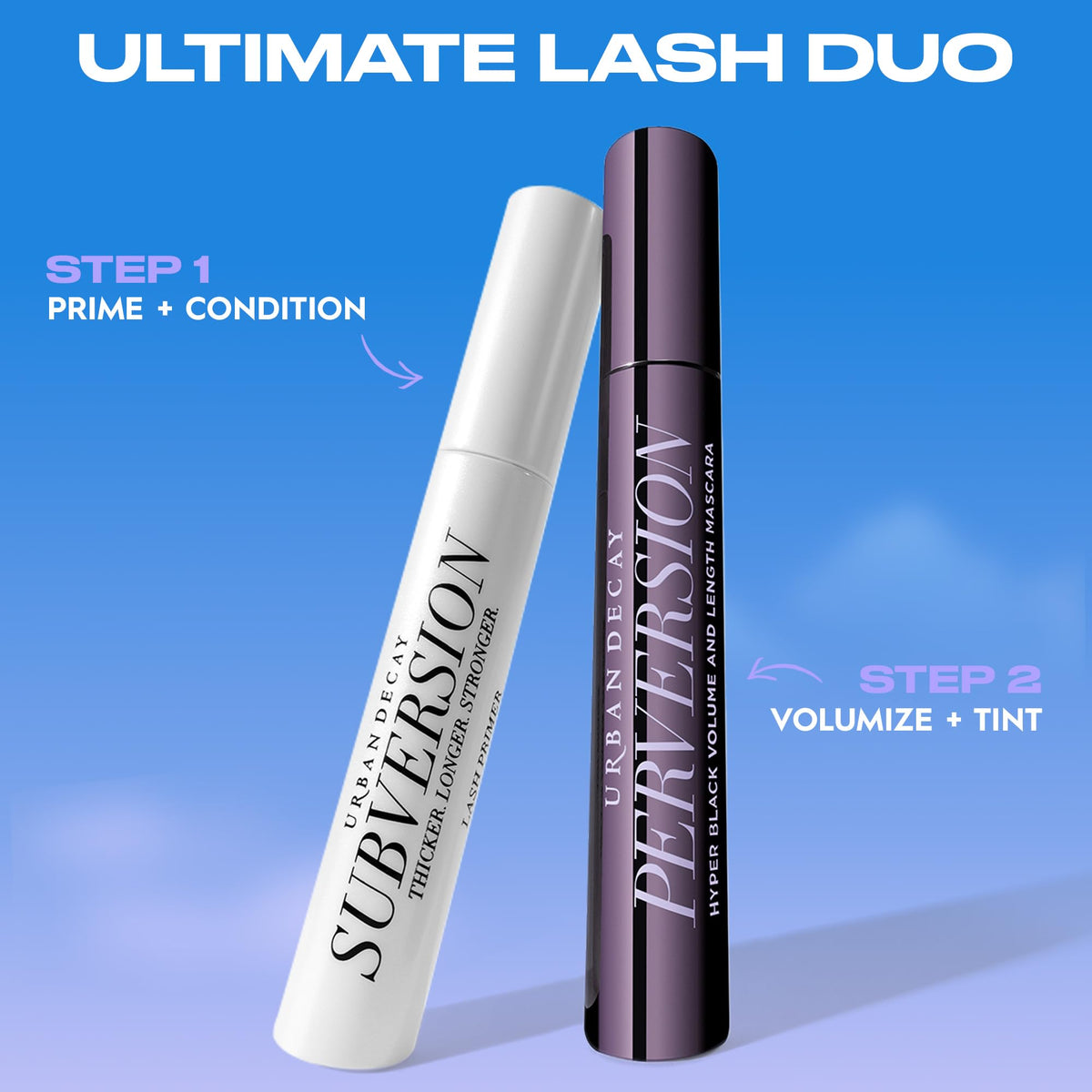 Urban Decay Perversion on model for evening look showcasing smudge-resistant wear
