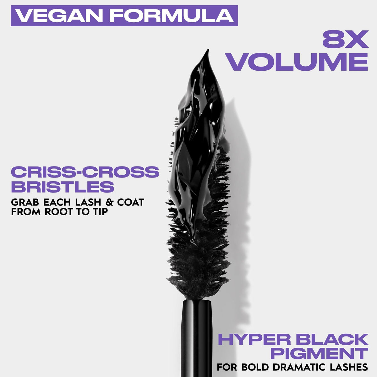 Urban Decay mascara swatch showing intense black pigment and smooth, buildable texture
