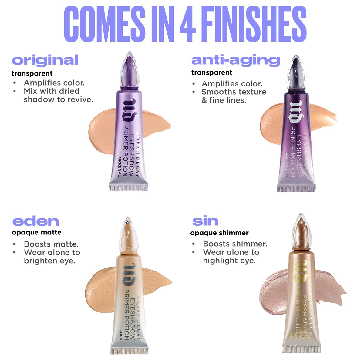 Urban Decay Sin application on eyelid showing crease-free, long-lasting eyeshadow hold