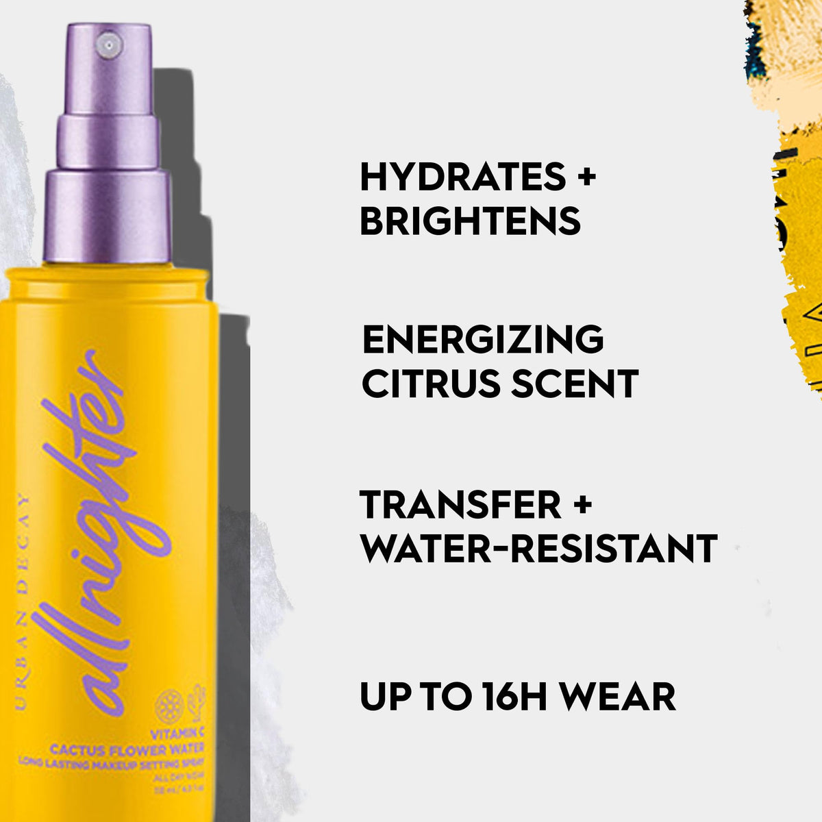 Urban Decay spray mist close-up demonstrating fine even mist for setting makeup