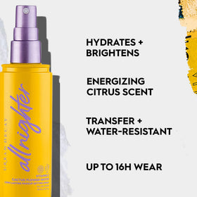 Urban Decay spray mist close-up demonstrating fine even mist for setting makeup
