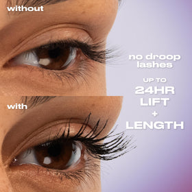URBAN DECAY close up of tubing formula on lashes highlighting visible lift and separation
