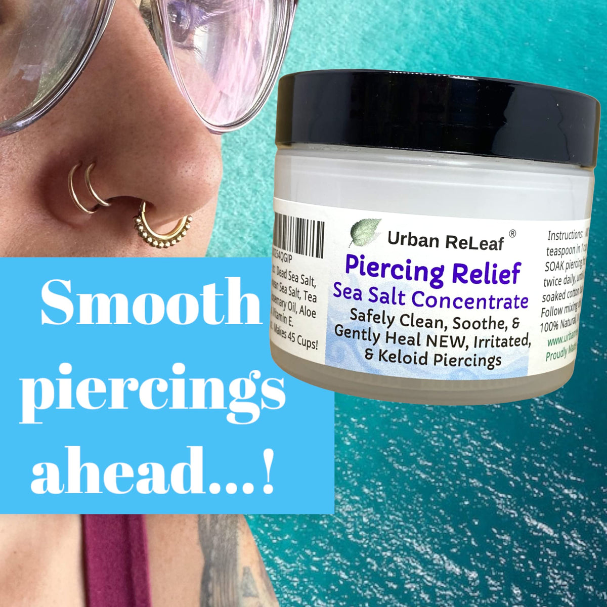 Urban ReLeaf close-up label listing ingredients and nourishing benefit