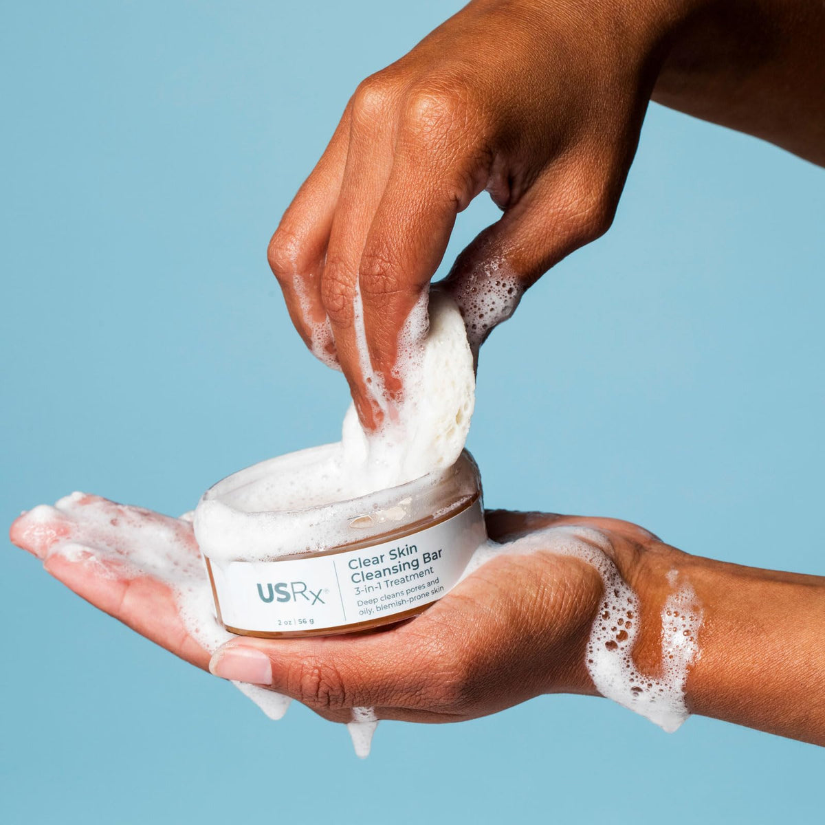 Urban Skin Rx being applied as a mask on face for short clarifying treatment