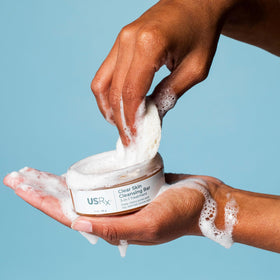 Urban Skin Rx being applied as a mask on face for short clarifying treatment