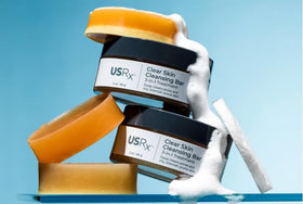 Urban Skin Rx bar styled with travel pouch to highlight portability and routine ease