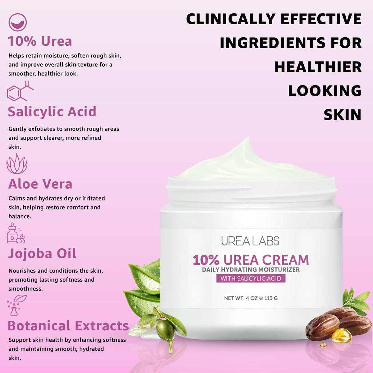 UREA LABS close-up of cream texture illustrating smooth, non-greasy hydration benefit