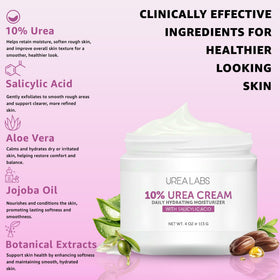 UREA LABS close-up of cream texture illustrating smooth, non-greasy hydration benefit