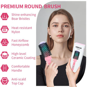 UREELIN close-up of nano ceramic barrel highlighting even heat and reduced frizz benefit