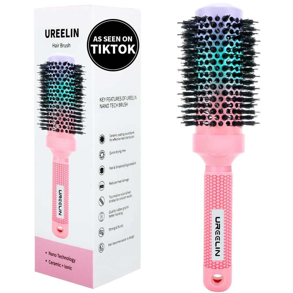 UREELIN front view of round brush showing sleek profile and barrel benefit of faster drying