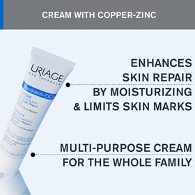 Uriage Bariéderm-CICA copper and zinc depiction highlighting purifying action