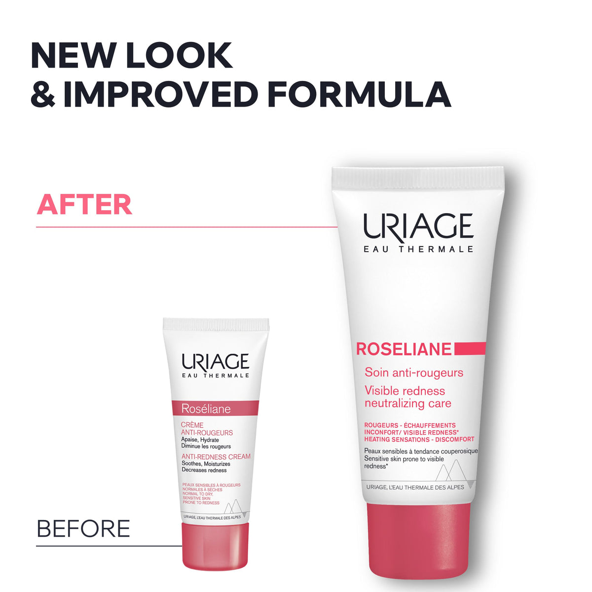 Uriage Roséliane on a bathroom shelf styled to show everyday skincare use