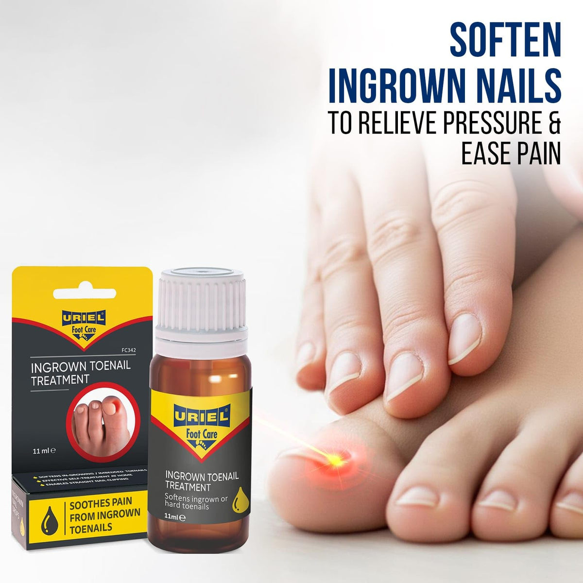 URIEL solution texture visible on fingertip highlighting gentle, fast-absorbing formula