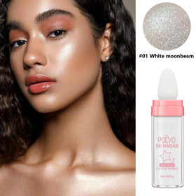 URQT on collarbone in lifestyle shot enhancing body shimmer and definition