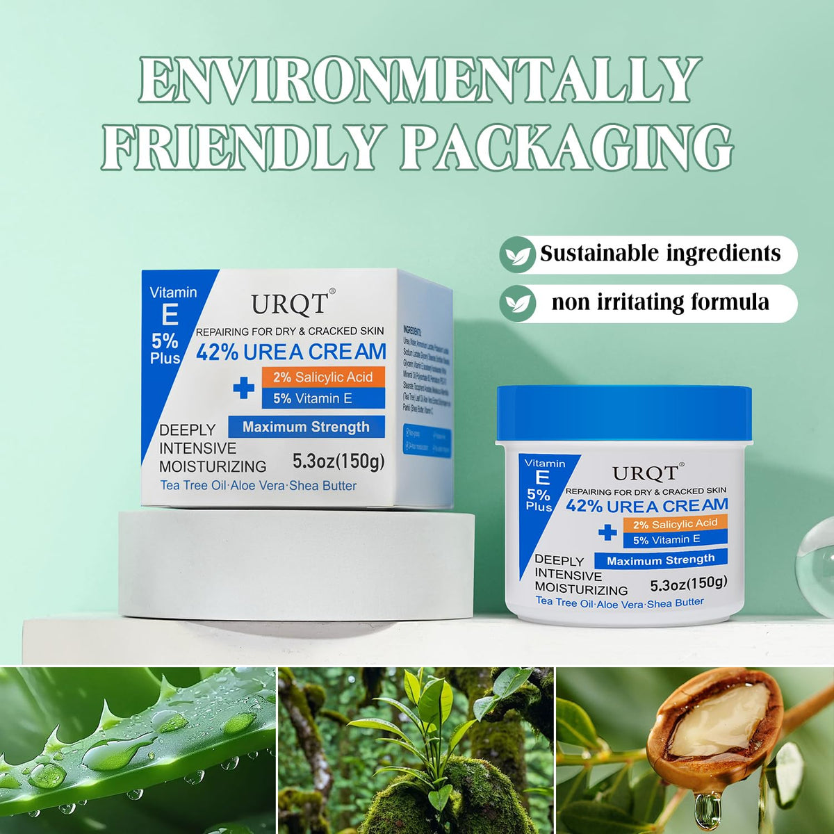 URQT ingredient label closeup highlighting urea, salicylic acid and vitamins for clarity