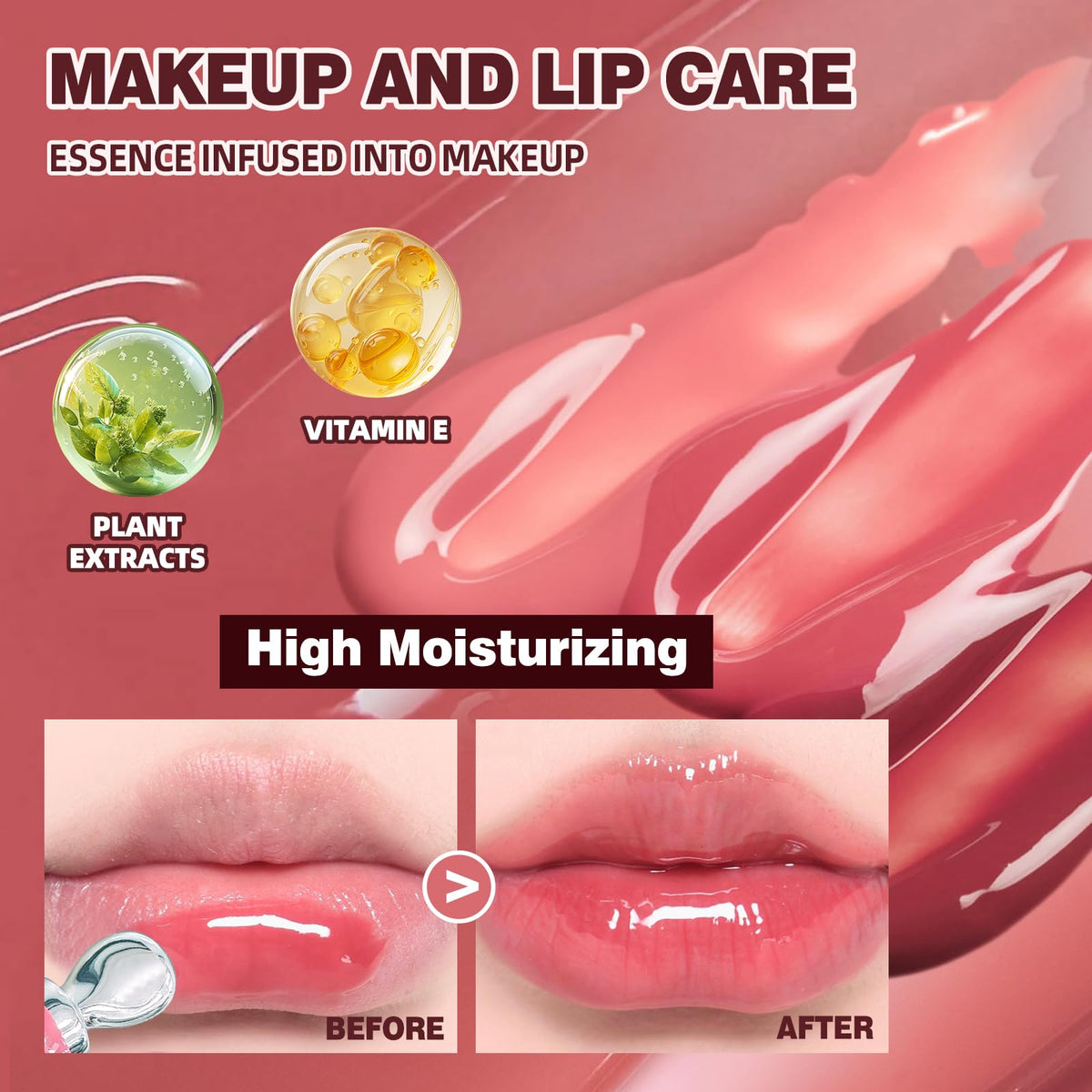 URQT lip serum texture swipe demonstrating silky non-sticky gloss and instant hydration