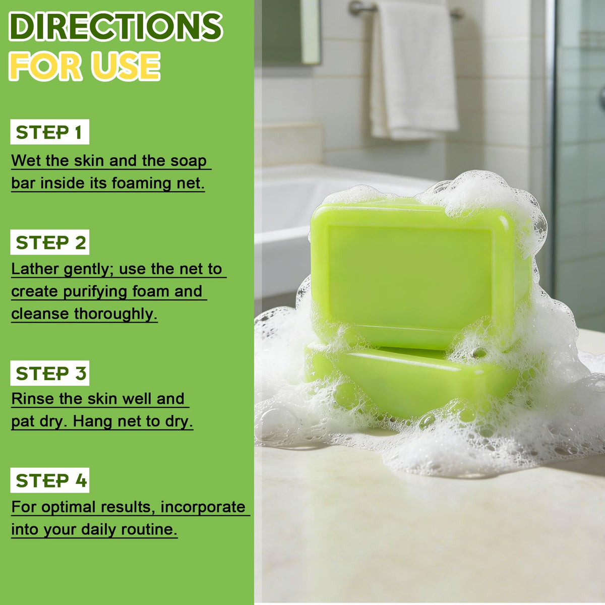 Urrznp soap in shower being used to cleanse active skin areas