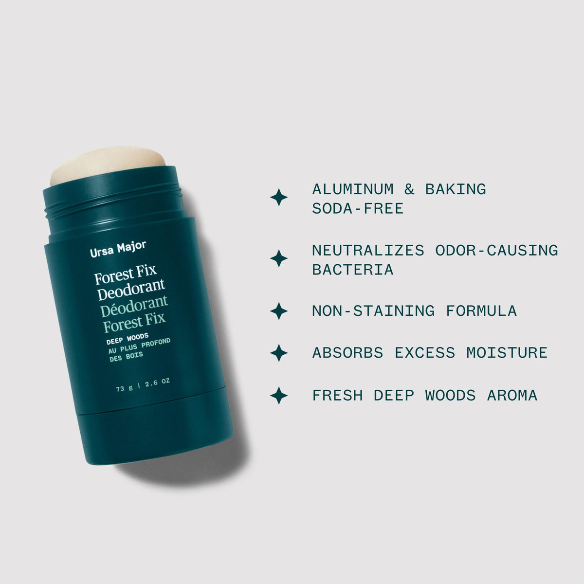Ursa Major Forest Fix texture close-up highlighting silky glide and non-staining formula benefit