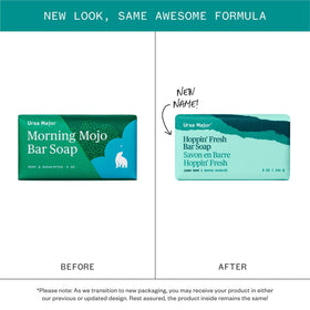 Ursa Major bar top view revealing shape and herbal speckles for exfoliation