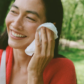 Ursa Major wipe removing light makeup around eye with ease