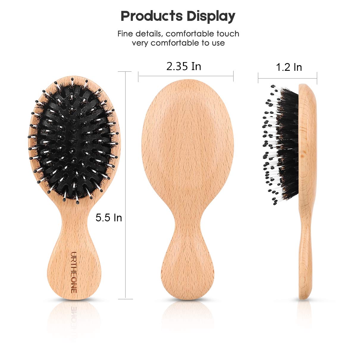 URTHEONE brush held in hand demonstrating compact size and portability