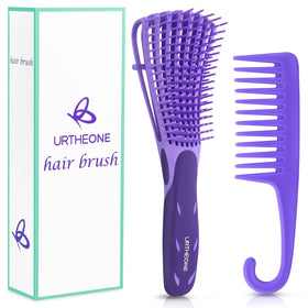 URTHEONE detangling brush front view showing ergonomic shape and quick detangling
