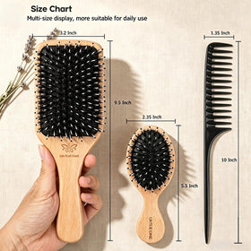 URTHEONE size comparison hand showing scale of paddle and travel brush for packing convenience