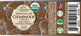 US Organic cedarwood amber bottle close-up, preserves aroma and quality