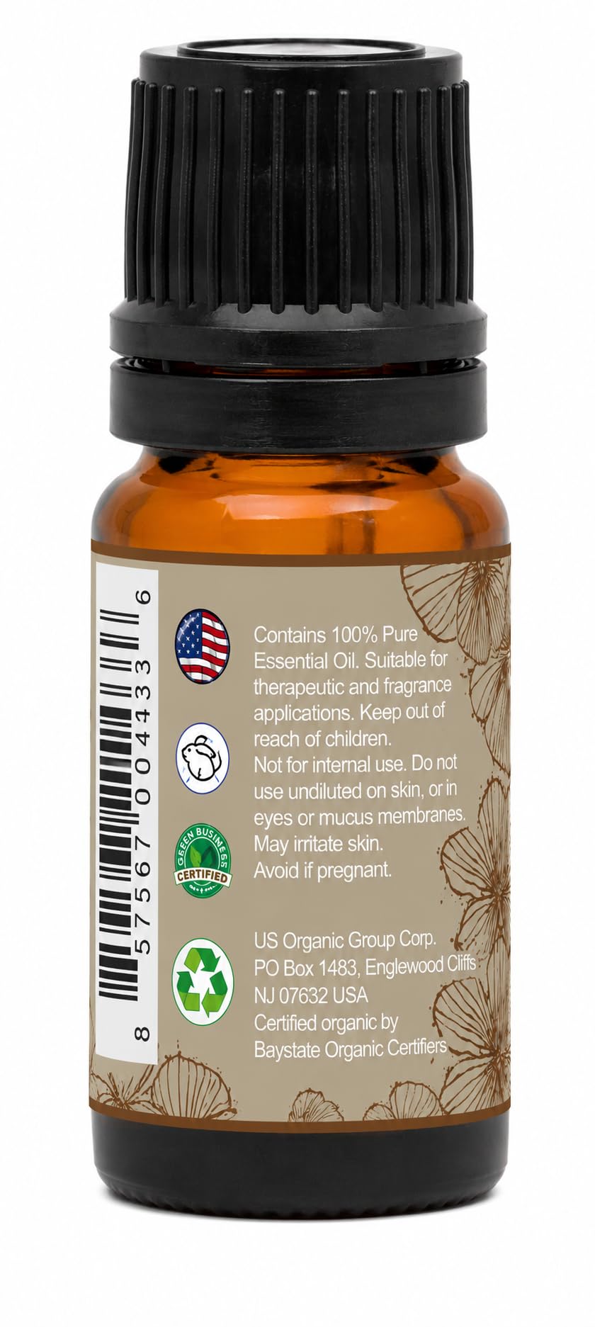 US Organic frankincense oil dropper pouring a drop, demonstrates controlled application