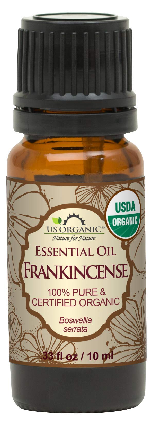 US Organic front packaging showing bottle and USDA seal, conveys certified purity